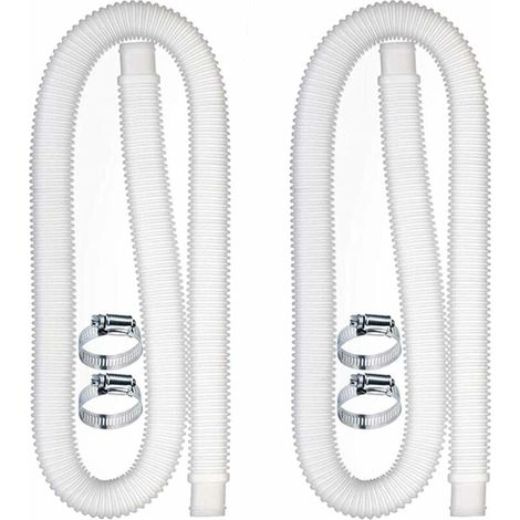 Ahlsen Manguera de repuesto para piscina, accesorios para manguera de bomba de filtro con 4 clips de metal, manguera larga para bomba, accesorios para piscina (1/5)
