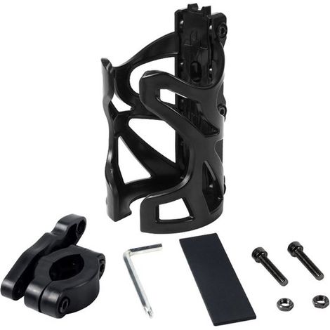Schwarzer verstellbarer Fahrrad-Wasserflaschenhalter komplettes Montageset mit Klemme Schrauben und Inbusschlüssel universeller Getränkehalter (1/4)
