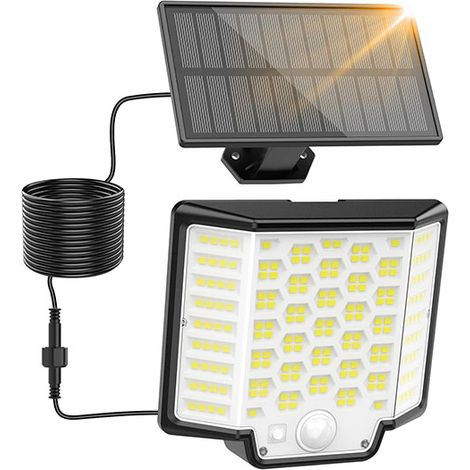 1 Lampe Solaire Extérieur [186 LED], 3 Modes Spot Eclairage Exterieur Solaire avec Détecteur de Mouvement ,pour Jardin, Garage, Patio (1/5)