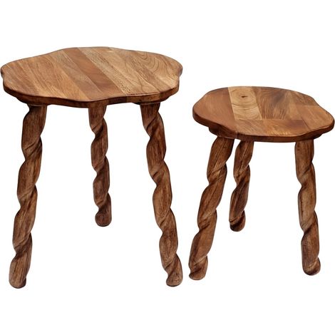 2er-Set Holzhocker, modernes Design für Küche oder Bar, robuste und langlebige Sitzfläche, Wohnmöbel