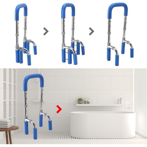 [Barra de apoyo para bañera] + Barra de apoyo ajustable y antideslizante de acero inoxidable 304 con barra de seguridad para personas mayores. (1/5)