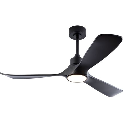 CAIziVentilateur de plafond noir 52 pouces avec lumière et télécommande, moteur CC réversible, 3 températures de couleur, ventilateur moderne avec lumière pour intérieur et extérieur, adapté à la cham