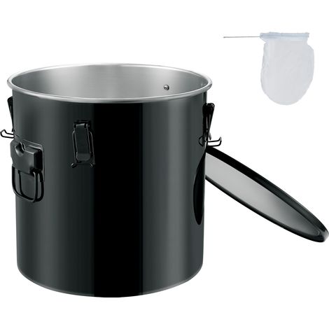 Mophorn Recolector de grasa y aceite usado 37,8L, Tambor de recolección de aceite para freidora de acero al carbono, Contenedor de transporte de aceite con tapa, Clips de bloqueo, Bolsa de filtro (1/5)