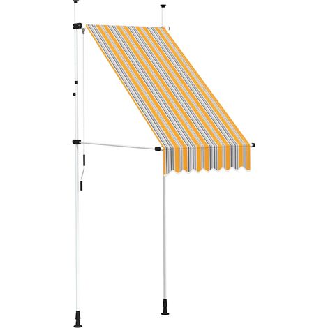 Toldo manual retráctil amarillo y azul a rayas 100 cm vidaXL