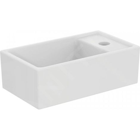 Ideal Standard Tempo - Lave-mains 37x21 cm, sans trop-plein, 1 trou de robinetterie à droite, blanc E211201