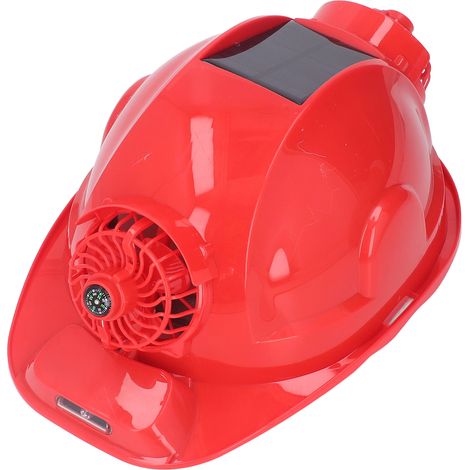 Casque à ventilateur solaire intégré, casque de climatisation intelligent, casque de protection solaire pour l'été, rouge. (1/5)