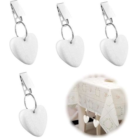 Poids de Nappe - Marque Non Spécifiée - Coeur en Marbre - Clips Métalliques - 4 Pcs - 65g (1/4)
