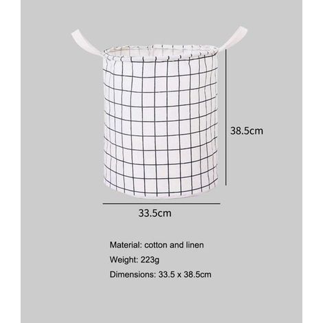 Grands paniers à linge, panier de rangement pliable rond en coton et lin imperméable (beige) (1/5)