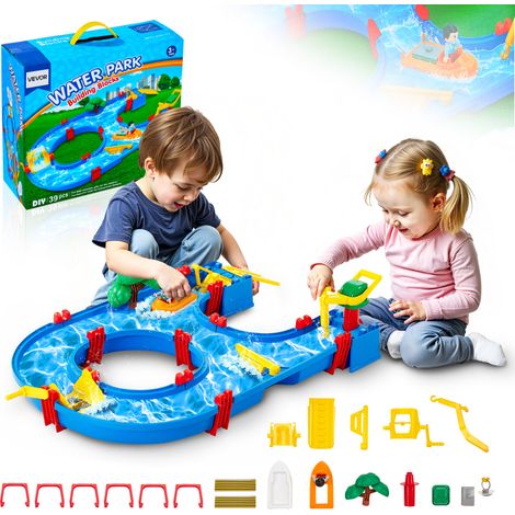 VEVOR Wassertisch, Wasserspiel-Wasserweg für Kinder, Sommer-Wasserpark-Spielset im Freien mit 39-teiligem Zubehör für den Garten, Rasen, Strand, Spieltisch für Jungen und Mädchen ab 3 Jahren (1/5)