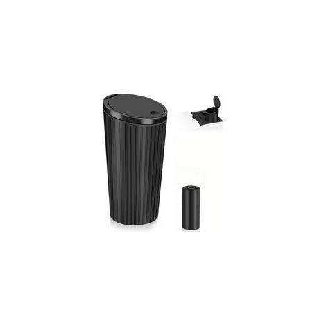 Poubelle de Voiture avec Couvercle, Mini Poubelle Noir Petite Poubelles Portable Imperméable avec 1 Rouleaux de Sacs Poubelles Accessoire Interieur pour Voiture Bureau Maison Cuisine