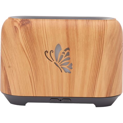 Humidificateur diffuseur à flamme de 150 ml, silencieux et prévient la sécheresse. Finition imitation bois avec 7 couleurs d'éclairage. Idéal pour la chambre ou le bureau. (1/5)