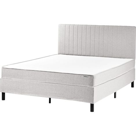 Divan Bed Light Grey Polyester Upholstery EU King Size 5ft3 with Headboard Pocket Spring Mattress Bedroom COUNTESS
