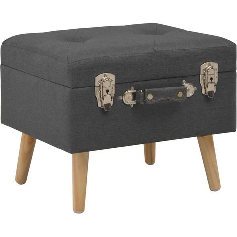Sgabello con Contenitore 40 cm in Tessuto Grigio Scuro vidaXL (1/5)