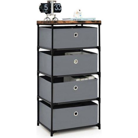 Pour chambre ou bureau, rangez vêtements et livres avec cette commode 4 tiroirs au design pliable et moderne (1/5)