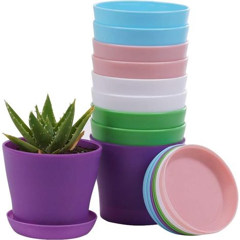 10 Stück Pflanzgefäße aus Kunststoff für den Innenbereich, Mini-Blumensetzlinge, Blumentopf mit Palette, moderne dekorative Gartenbehälter