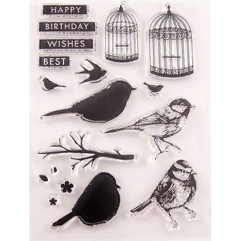 Silikonstempel mit Vogelkäfig-Motiv – ideal zum Selbermachen von Scrapbooking, Prägen und Dekorieren von Fotoalben
