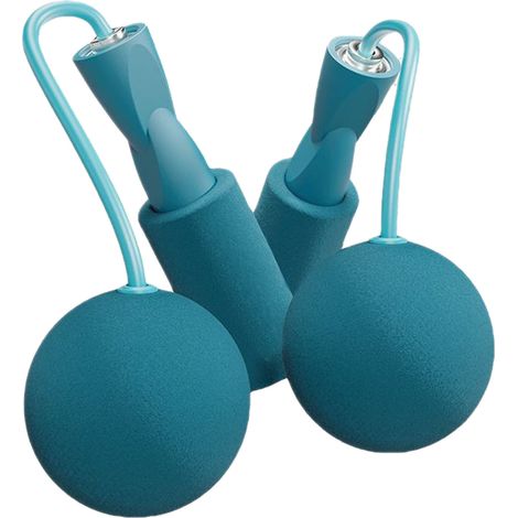 Corde à sauter sans fil 6.5cm avec boule lestée, roulement double silencieux, câble fitness pour sport intérieur, bleu (1/5)