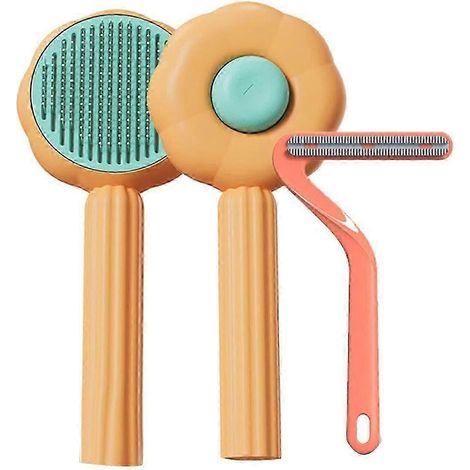 Lot de 2 brosses, brosse pour chien, brosse pour chats à poils courts, brosses pour chats à poils longs, brosse de toilettage (1/5)