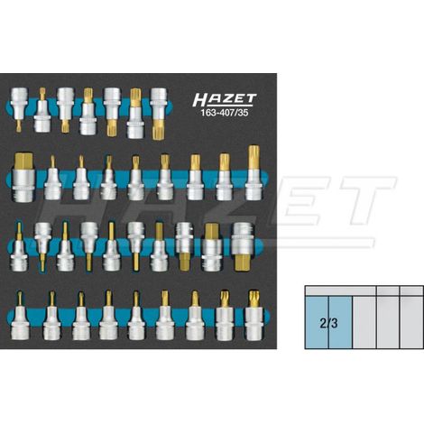 Hazet Schraubendreher-Steckschlüsseleinsatz Satz 1/2 (12,5 mm) Vierkant hohl, Innen Sechskant Profil, Innen Vielzahn Profil XZN, Innen Keilprofil Rib