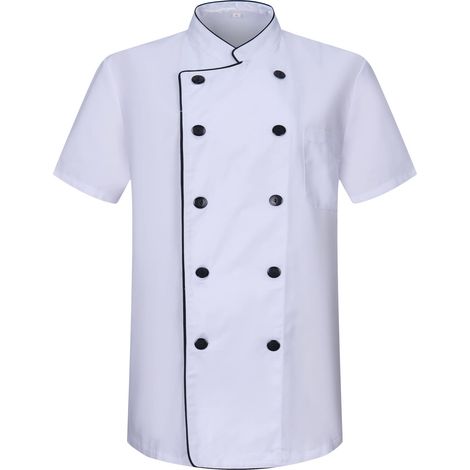 Veste de chef pour hommes - Uniforme d'accueil - Réf.8421B - Large, Veste de cuisine 8421B - Blanc (1/5)