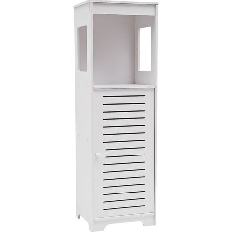 Armario de baño, solución de almacenamiento multifuncional, diseño que ahorra espacio, BLANCO (1/2)