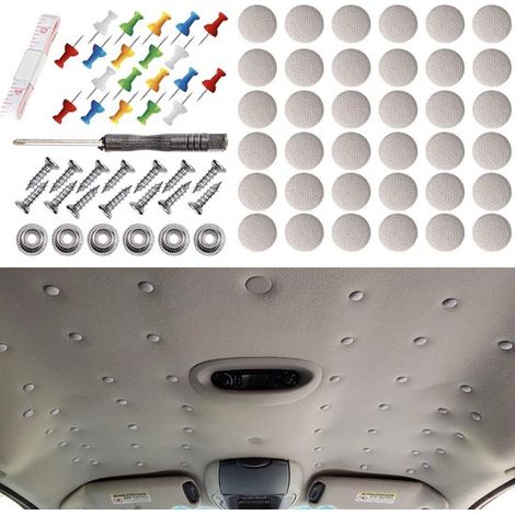 Kit de reparación de tapicería para coche de 65 piezas: remaches para revestimiento de techo, universal, para todo tipo de coches (1/5)