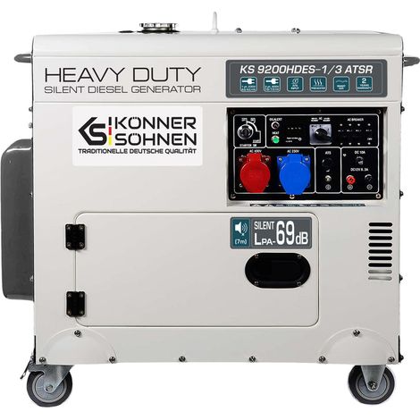 Diesel-Stromerzeuger Könner & Söhnen KS 9200HDES 1/3 ATSR, 7,5 kW, 230V/400V, Elektrostart, ATS-Anschluss, schallgedämmt