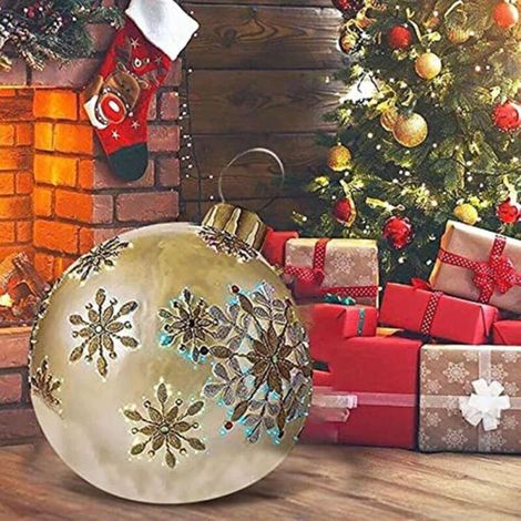 1PC or Boule de Noel Geante 60cm, Boule de noël pour extérieur Gonflable, Decoration de Noël pour la Maison Ornements de Noël,Plusieurs Couleurs (1/5)