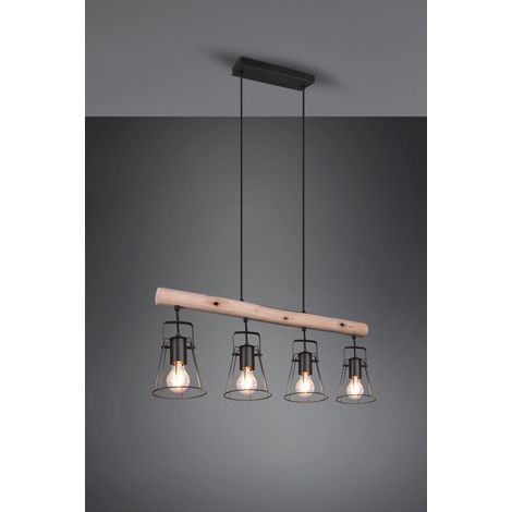 Suspension Jaipur noir/bois Ø80 4xE27 RL R30614032 (1/4)