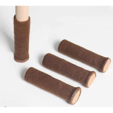Juego de 4 protectores para patas de silla con fieltro grueso en la parte inferior, diseño de doble capa y silicona antideslizante en el interior (marrón). (1/5)