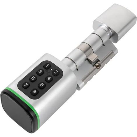 Serrure connectée - Verrouillage intelligent - Gestion des accès à domicile - Déverrouillage par application et clé - Convient aux portes de 35 à 45 mm d'épaisseur - Argent (1/5)