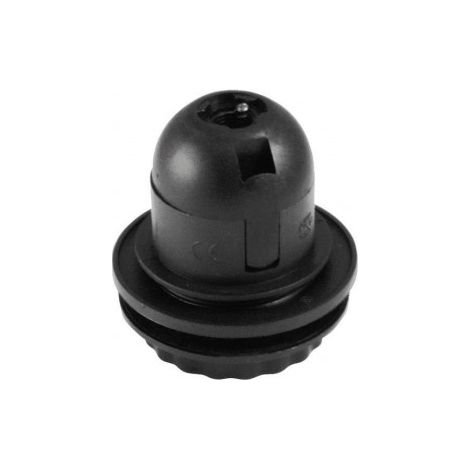 Portalámparas termoplástico, cuerpo roscado, e-27, negro