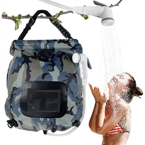 Sac de Douche Solaire Camping,20L Douche de Voyage avec Pomme de Douche,Solaire Sac de Douche,Pliant Extérieur pour Douche,Température 45 °C avec Commutable Tête de Douche,pour Randonnée Escalade (1/5)