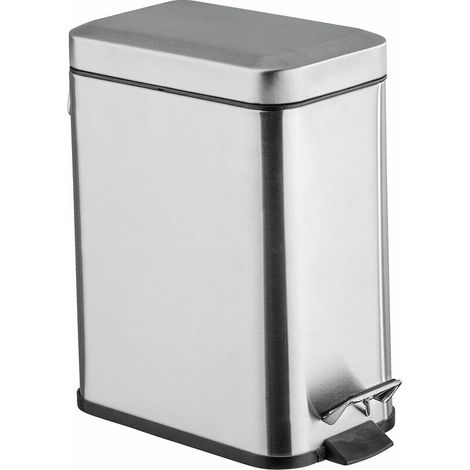 Cestino per bagno Ulisem, piccolo, con pedale, 5 litri, quadrato, in acciaio inox, 14x29,5x28 cm, finitura opaca.
