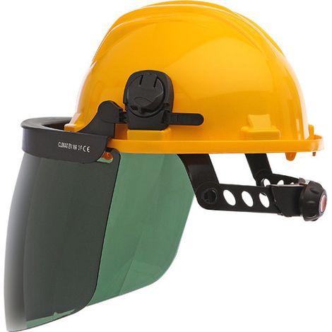 Pantalla facial 436 Verde con casco amarillo CLIMAX (1/3)