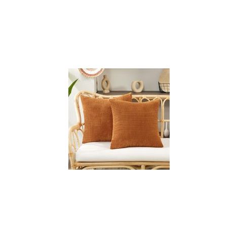Lot de 2 housses de coussin en velours doux, 45 x 45 cm, couleur orange, pour coussins de canapé – style moderne et élégant (1/5)