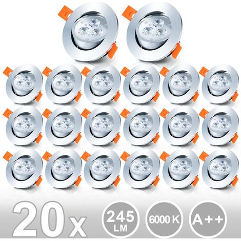 ALOVZE 20x Verstellbare LED Einbaustrahler, 3W Einbaustrahler, Einbaustrahler, Deckenstrahler Einbaustrahler - Kaltweiß (1/4)