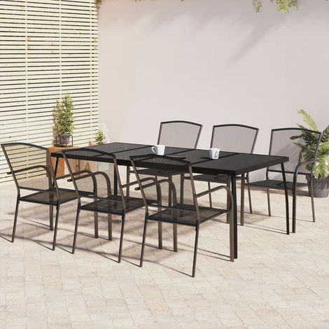 Ensemble Table et Chaise de Jardin 7 pcs Ensemble de salle à manger de jardin 7 pcs anthracite acier 35644 (1/5)