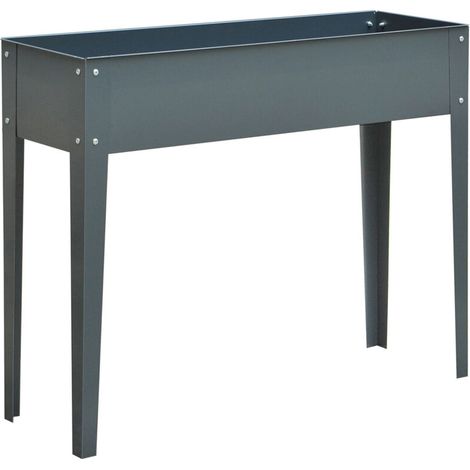 Jardinière surélevée en métal, idéale pour les herbes aromatiques, avec pieds et 3 trous de drainage, 100 x 30 x 80 cm, pour jardin et balcon.