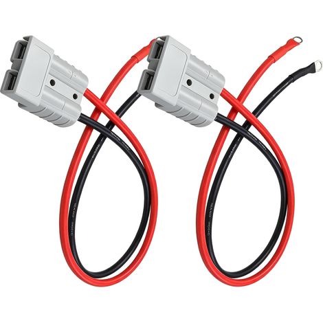 2 Pièces Connecteur Batterie 50A 600V, Câble 10AWG 30cm Anderson avec Cosse à Anneau M8, Connecteur Débranchement Rapide pour Voiture, Caravane, Bateau, Panneau Solaire (1/5)