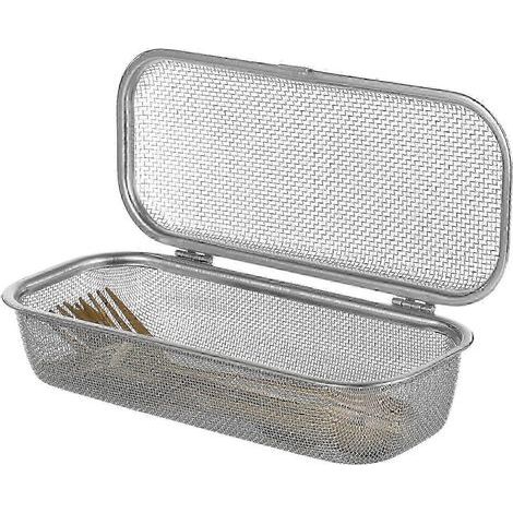 Panier à couverts pour lave-vaisselle en acier inoxydable 304 – Avec fermeture sécurisée, couleur argent (1/5)