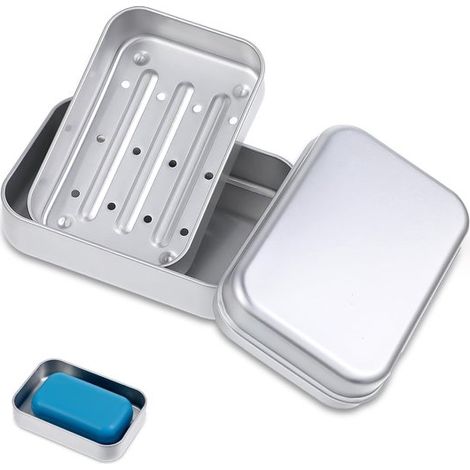 Portasapone/vassoio in alluminio con vassoio raccogligocce, portatile da 150 ml, ideale per casa, bagno, viaggi e altro ancora. (1/5)
