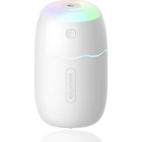 Mini humidificateur portable, petit humidificateur à brume fraîche avec veilleuse LED colorée - Blanc (1/5)
