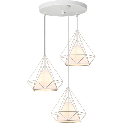 Lampadario Retrò Gabbi di Diamanti Metallo Moderno Regolabile E27 Personalità Creativa Decorareazione Camera da Letto Soggiorno 3 Luci Bianco