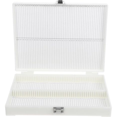 Boîte de Rangement pour Lames de Microscope Emplacements avec Verrou Acier Inoxydable Réutilisable pour Protection Sécurisée des Lames de Laboratoire et Échantillons Pathologiques (1/5)