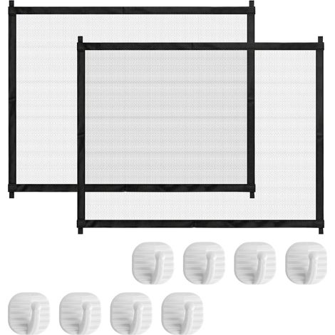 2PCS Barrière Escalier Chien Portable Barrière Sécurité 110x72 cm Escalier Chien Extensible Barriere Chat Sans Percage – Protection Escalier et Porte Appartement avec 8 Crochets Renforces (1/5)