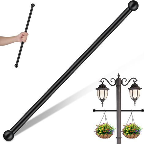 Support transversal robuste de 56 cm (22 pouces) pour lampadaire, support de poteau d'éclairage extérieur, pièce de rechange fiable, noir, pour jardin, allée, terrain de football (1/5)