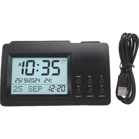 Horloge de bureau avec écran LCD couleur noire, bureau numérique minimaliste multifonctionnel pour la maison (1/5)