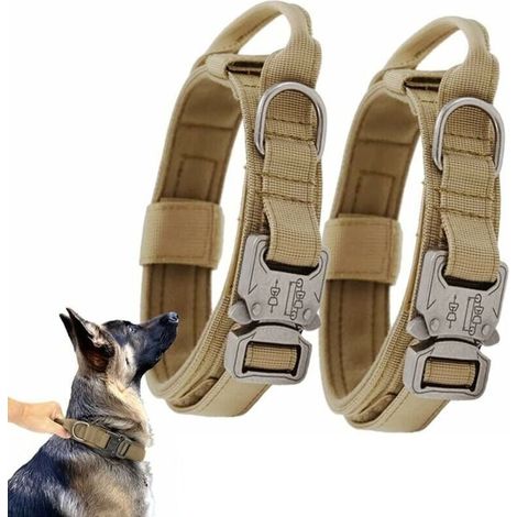 Collier de Chien Tactique, Collier Réglable Militaire en Nylon avec Poignée de Commande, Laisse de Chien Bungee Tactique avec Boucle en Métal pour Chiens de Taille Moyenne Chasse