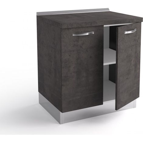 Abitare – Casserolier de cuisine 80x60x84 cm en bois couleur lave – 2 portes avec étagère interne – Meuble fonctionnel pour rangement cuisine (1/3)